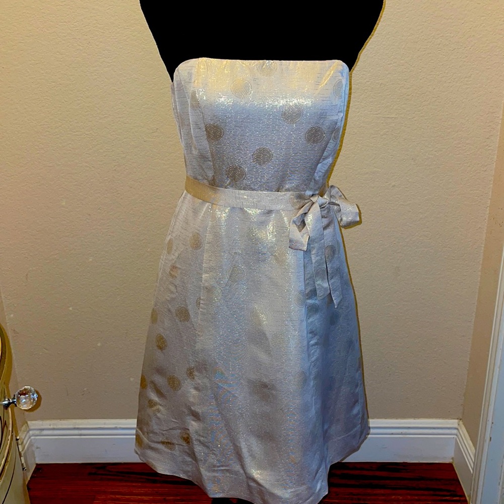 The Limited Gold Silk Metallic strapless cocktail dress.  Size 4